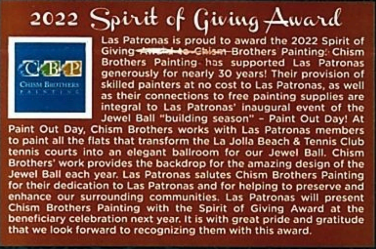  Chism Brothers Painting: Receiving the 2022 Spirit of Giving Award from Las Patronas